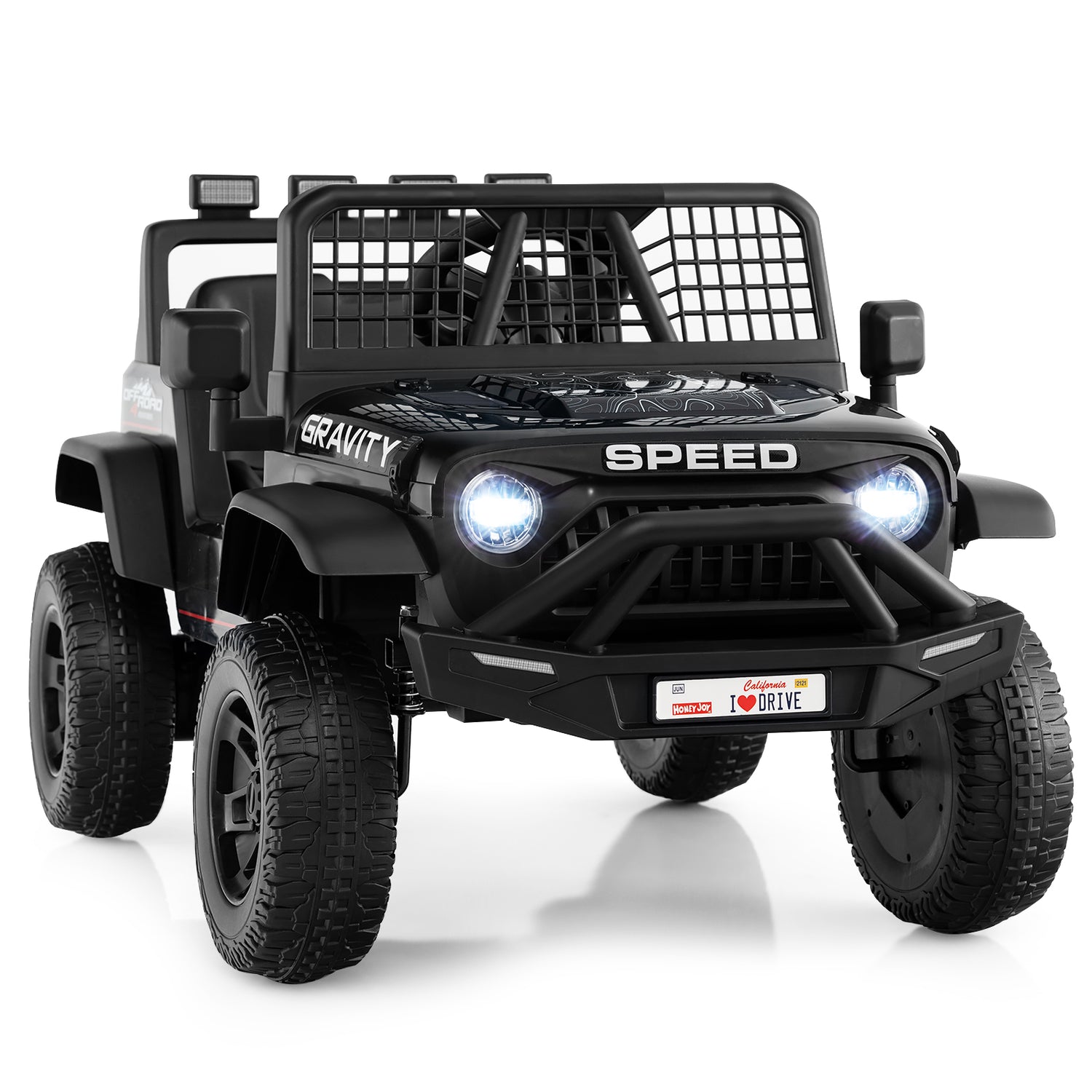 24V Ride On Car for Kids with Parent Remote Control and Music, Black
