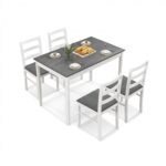 5-Piece Wooden Dining Set with Rectangular Table and 4 Chairs - Costway