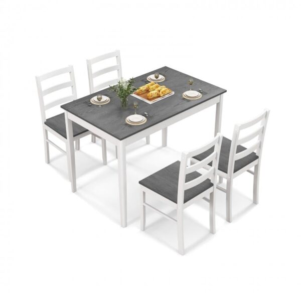 5-Piece Wooden Dining Set with Rectangular Table and 4 Chairs - Costway