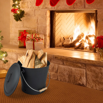 Ash Bucket with Lid and Cut-resistant Gloves