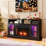 Costway FP10888BK- FP10547US-BK Fireplace TV Stand with Remote Controls & Thermostat for TVs Up to 50 in. - Black