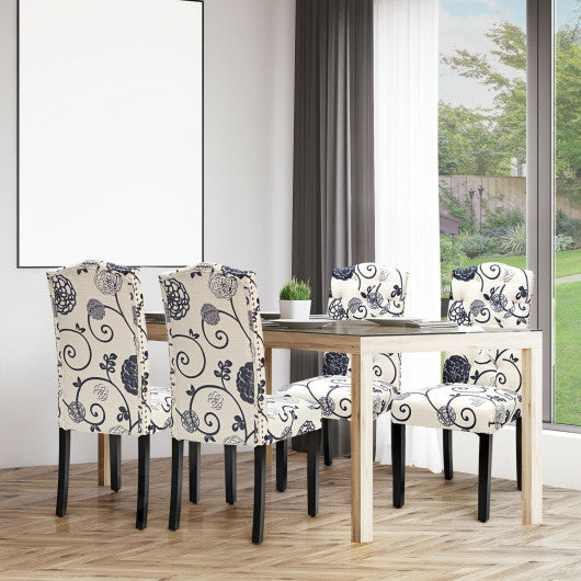 Costway Set of 2 Black and White Tufted Upholstered Dining Chairs