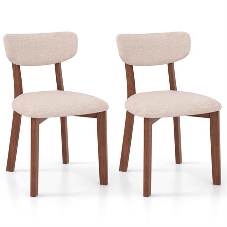 Dining Chairs Set of 2 Upholstered Mid-Back Chairs, light brown