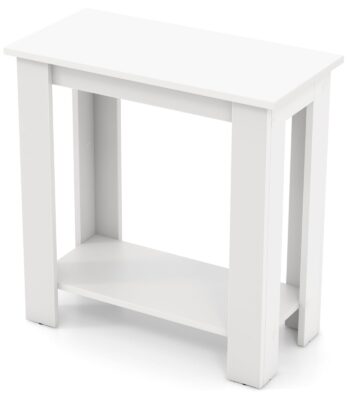 Giantex 2-Tier End Table White, Modern Side Table with Storage Shelf