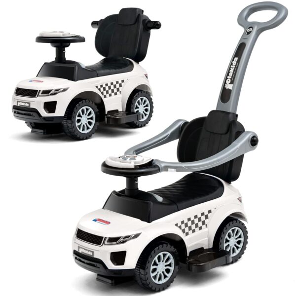 OLAKIDS 4 in 1 Ride on Push Car, Toddlers Stroller Sliding Walking Toy with Horn, Music, Lights, Removable Guardrails Handle, Underneath Storage, Foot-to-Floor Walker for Boys...