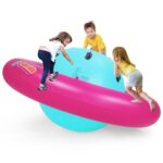 OLAKIDS 8FT Inflatable Dome Rocker Bouncer, Outdoor Kids Roll and Play Seesaw Rocker with 6 Secure Handles, Toddlers Climbing Game Toy Backyard Play Center Equipment